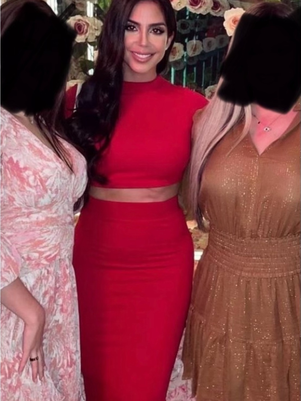 Naked Wardrobe Red High-Waist Pencil Midi skirt set